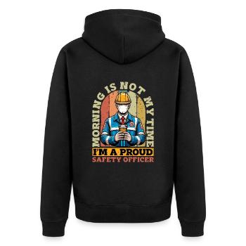Agent de sécurité Le matin n’est pas mon temps Sécurité - Veste à capuche bio Premium Unisexe - noir - Dos - Nico (187cm)