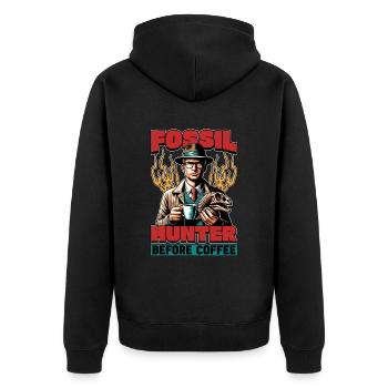 Fossil Hunter Before Paleontologist Coffee Lover - Unisex Premium Bio Zip Hoodie - Schwarz - Hinten - Nico (187cm)
