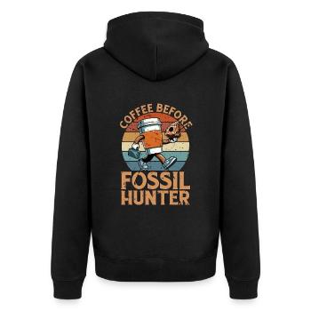 Fossil Hunter Coffee Before Geology Coffee Lover - Unisex Premium Bio Zip Hoodie - Schwarz - Hinten - Nico (187cm)