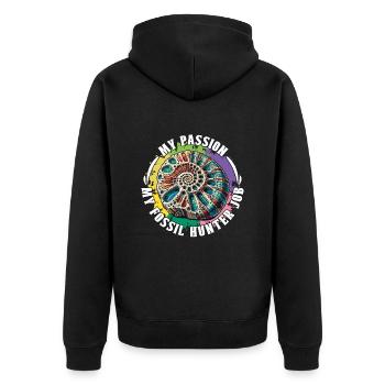 Chasseur de fossiles Ma passion Ma chasse aux fossiles Géologie - Veste à capuche bio Premium Unisexe - noir - Dos - Nico (187cm)