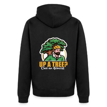 Arborist Up A Tree Call Woodcutter Forest Worker - Unisex Premium Bio Zip Hoodie - Schwarz - Hinten - Nico (187cm)