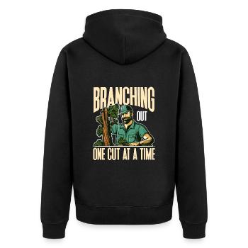 Arborist Branching Out One Cut At A Forest Worker - Unisex Premium Organic Zip Hoodie - black - Back - Nico (187cm)