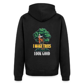 Arborist I Make Trees Look Good Tree Specialist - Unisex Premium Bio Zip Hoodie - Schwarz - Hinten - Nico (187cm)