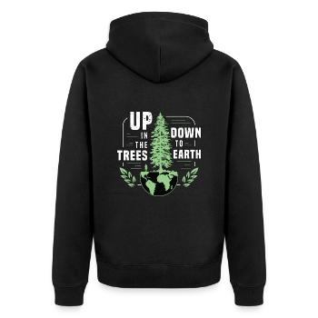Tree Surgeon Up In The Trees Down To Forest Worker - Unisex Premium Bio Zip Hoodie - Schwarz - Hinten - Nico (187cm)