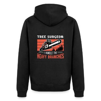 Tree Surgeon I Handle The Woodworking Arborist - Unisex Premium Bio Zip Hoodie - Schwarz - Hinten - Nico (187cm)