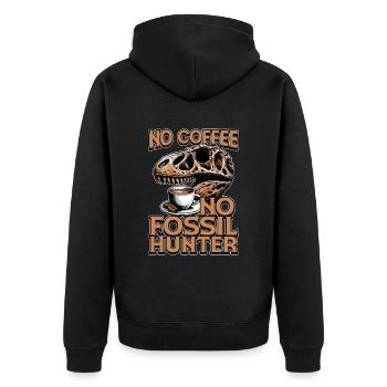 Fossil Hunter No Coffee Archaeology Coffee Lover - Unisex Premium Bio Zip Hoodie - Schwarz - Hinten - Nico (187cm)