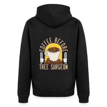 Tree Surgeon Coffee Before Woodworker Coffee Lover - Unisex Premium Bio Zip Hoodie - Schwarz - Hinten - Nico (187cm)