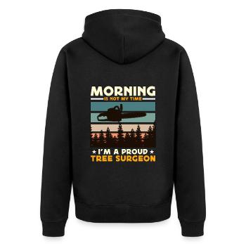 Chirurgiens arboricoles Le matin n'est pas mon heure, je suis arboriculteur - Veste à capuche bio Premium Unisexe - noir - Dos - Nico (187cm)