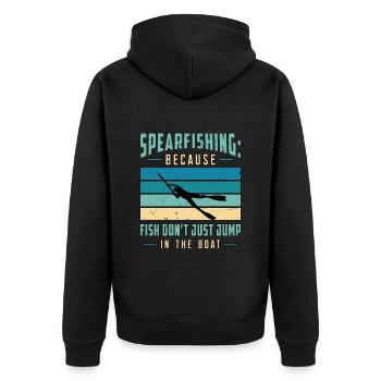 Spearfishing Because Fish Don't Just Snorkeling - Unisex Premium Bio Zip Hoodie - Schwarz - Hinten - Nico (187cm)