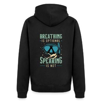 Spearfishing Breathing Is Optional Scuba Diver - Unisex Premium Bio Zip Hoodie - Schwarz - Hinten - Nico (187cm)