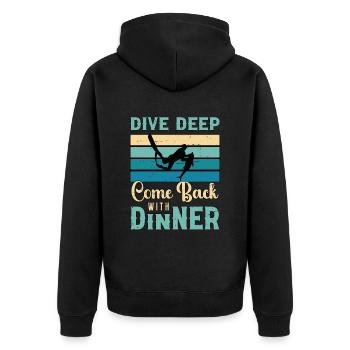 Spearfishing Dive Deep Come Back Fishing Lover - Unisex Premium Bio Zip Hoodie - Schwarz - Hinten - Nico (187cm)