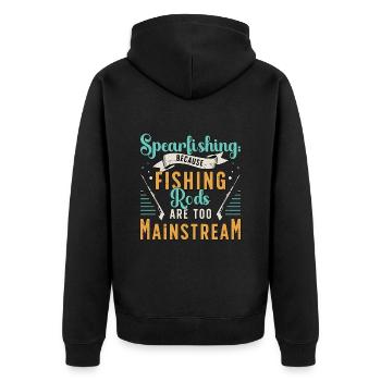 Spearfishing Because Fishing Rods Fishing Lover - Unisex Premium Bio Zip Hoodie - Schwarz - Hinten - Nico (187cm)