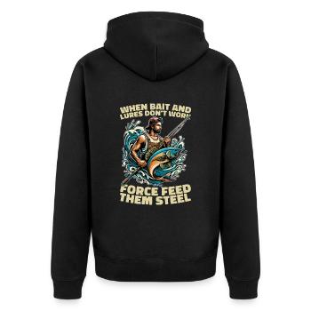 Spearfishing When Bait And Lures Loves Freedive - Unisex Premium Organic Zip Hoodie - black - Back - Nico (187cm)