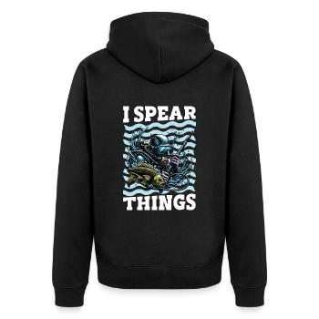 Spearfishing I Spear Things Freedive Spearfisher - Unisex Premium Organic Zip Hoodie - black - Back - Nico (187cm)
