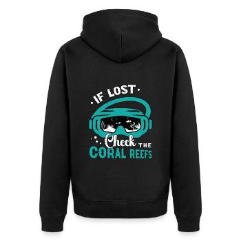 Snorkeling If Lost Check The Coral Reefs Swimmer - Unisex Premium Bio Zip Hoodie - Schwarz - Hinten - Nico (187cm)