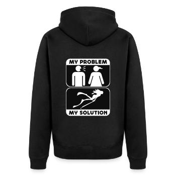 Spearfishing My Problem My Solution Pictogram Mom - Unisex Premium Bio Zip Hoodie - Schwarz - Hinten - Nico (187cm)