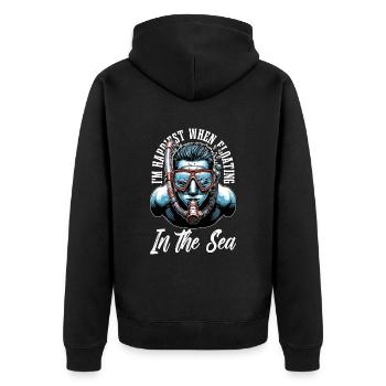 Snorkeling I'm Happiest When Floating Swimming - Unisex Premium Bio Zip Hoodie - Schwarz - Hinten - Nico (187cm)
