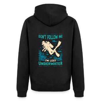 Plongée sous-marine Ne me suivez pas, je suis perdu nageur - Veste à capuche bio Premium Unisexe - noir - Dos - Nico (187cm)