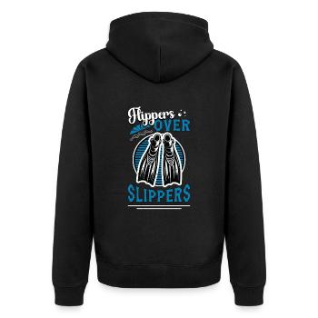 Scuba Diving Flippers Over Slippers Free Diving - Unisex Premium Bio Zip Hoodie - Schwarz - Hinten - Nico (187cm)