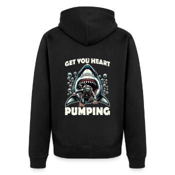 Scuba Diving Get Your Heart Pumping Loves Swimming - Unisex Premium Bio Zip Hoodie - Schwarz - Hinten - Nico (187cm)