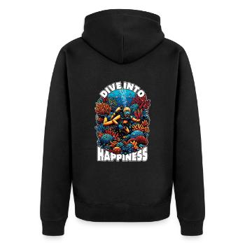 Scuba Diving Dive Into Happiness Loves Free Diving - Unisex Premium Bio Zip Hoodie - Schwarz - Hinten - Nico (187cm)