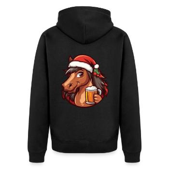 Cheval Noël Bière Drôle - Veste à capuche bio Premium Unisexe - noir - Dos - Nico (187cm)