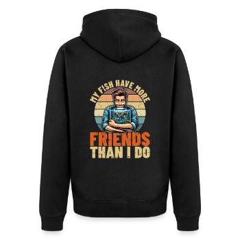 Aquarium Enthusiast My Fish Have Fishkeeping Lover - Unisex Premium Bio Zip Hoodie - Schwarz - Hinten - Nico (187cm)