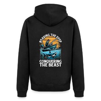 Chasse au requin Braver les amours profondes Paléontologie - Veste à capuche bio Premium Unisexe - noir - Dos - Nico (187cm)