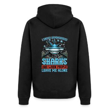 Shark Enthusiast I Enjoy Sea Creatures Freediving - Unisex Premium Organic Zip Hoodie - black - Back - Nico (187cm)