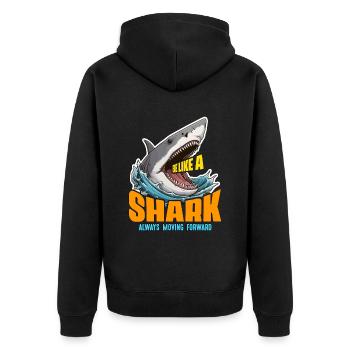 Shark Hunting Be Like A Shark Always Scuba Diving - Unisex Premium Bio Zip Hoodie - Schwarz - Hinten - Nico (187cm)