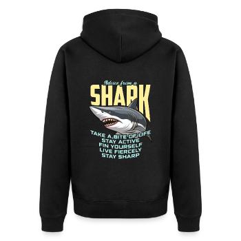 Shark Hunting Advice From A Shark Fossil Hunting - Unisex Premium Bio Zip Hoodie - Schwarz - Hinten - Nico (187cm)