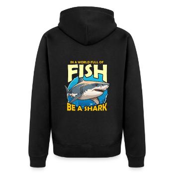 Shark Hunting In A World Full Of Fish Scuba Diving - Unisex Premium Bio Zip Hoodie - Schwarz - Hinten - Nico (187cm)