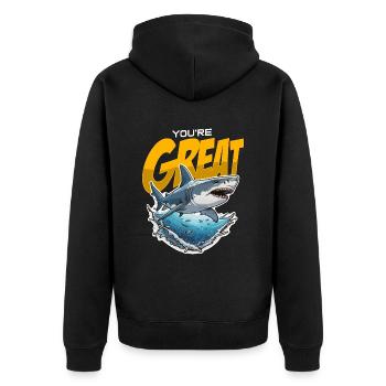 Shark Hunting You're Great Loves Fossil Hunting - Unisex Premium Organic Zip Hoodie - black - Back - Nico (187cm)