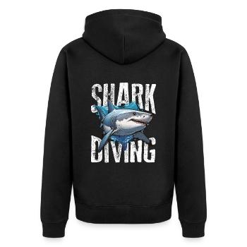 Shark Hunting Shark Diving Swimmer Fossil Hunter - Unisex Premium Bio Zip Hoodie - Schwarz - Hinten - Nico (187cm)