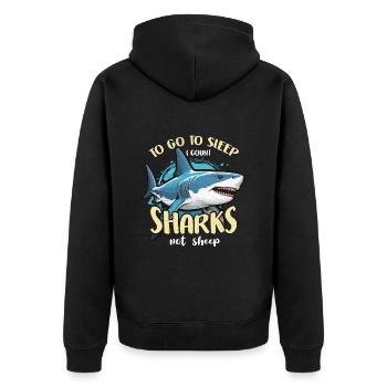 Shark Hunting To Go To Sleep I Fossil Hunting - Unisex Premium Bio Zip Hoodie - Schwarz - Hinten - Nico (187cm)