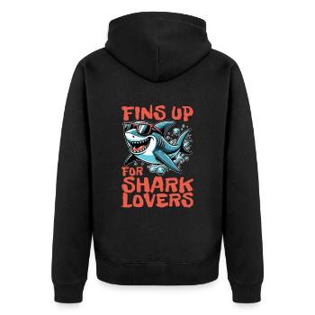 Shark Enthusiast Fins Up For Shark Marine Life - Unisex Premium Bio Zip Hoodie - Schwarz - Hinten - Nico (187cm)