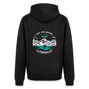 Environmental Scientist I Test The Global Warming - Unisex Premium Organic Zip Hoodie - black - Back - Nico (187cm)