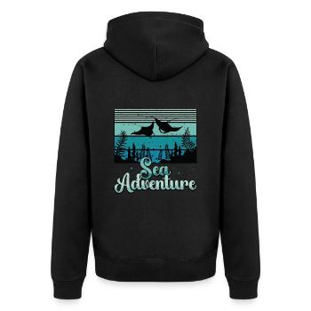 Manta Rays Sea Adventure Freediving Scuba Diving - Unisex Premium Organic Zip Hoodie - black - Back - Nico (187cm)