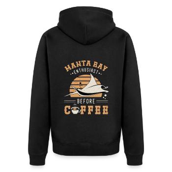 Manta Ray Enthusiast Before Swimming Coffee Lover - Unisex Premium Organic Zip Hoodie - black - Back - Nico (187cm)