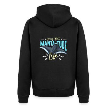Manta Rays Living That Manta-tude Life Marine Life - Unisex Premium Bio Zip Hoodie - Schwarz - Hinten - Nico (187cm)