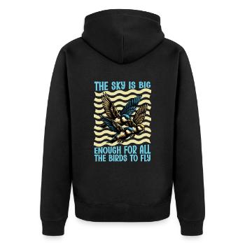 Bird Enthusiast The Sky Is Big Enough Ornithology - Unisex Premium Bio Zip Hoodie - Schwarz - Hinten - Nico (187cm)
