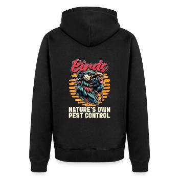 Bird Enthusiast Birds Nature's Own Ornithologist - Unisex Premium Organic Zip Hoodie - black - Back - Nico (187cm)