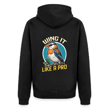 Bird Enthusiast Wing It Like A Pro Ornithologist - Unisex Premium Organic Zip Hoodie - black - Back - Nico (187cm)