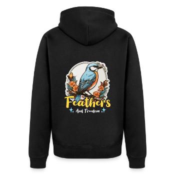 Bird Enthusiast Feathers And Freedom Ornithologist - Unisex Premium Bio Zip Hoodie - Schwarz - Hinten - Nico (187cm)