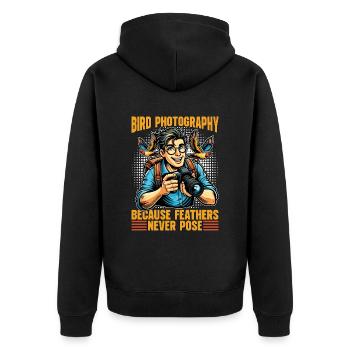 Bird Photography Because Feathers Nature Lover - Unisex Premium Bio Zip Hoodie - Schwarz - Hinten - Nico (187cm)