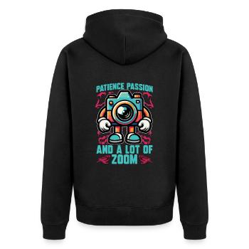 Bird Photography Patience Passion And Birdwatching - Unisex Premium Bio Zip Hoodie - Schwarz - Hinten - Nico (187cm)