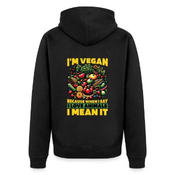 Végétarien Je suis végétalien parce que Amoureux des animaux Véganisme - Veste à capuche bio Premium Unisexe - noir - Dos - Nico (187cm)