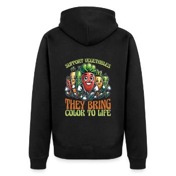 Vegetarian Support Vegetables They Bring Veganism - Unisex Premium Bio Zip Hoodie - Schwarz - Hinten - Nico (187cm)