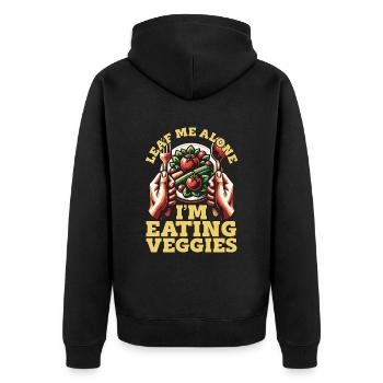 Vegetarian Leaf Me Alone Healthy Eating Veganism - Unisex Premium Bio Zip Hoodie - Schwarz - Hinten - Nico (187cm)