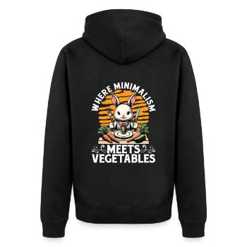 Vegetarian Where Minimalism Meets Healthy Eating - Unisex Premium Bio Zip Hoodie - Schwarz - Hinten - Nico (187cm)